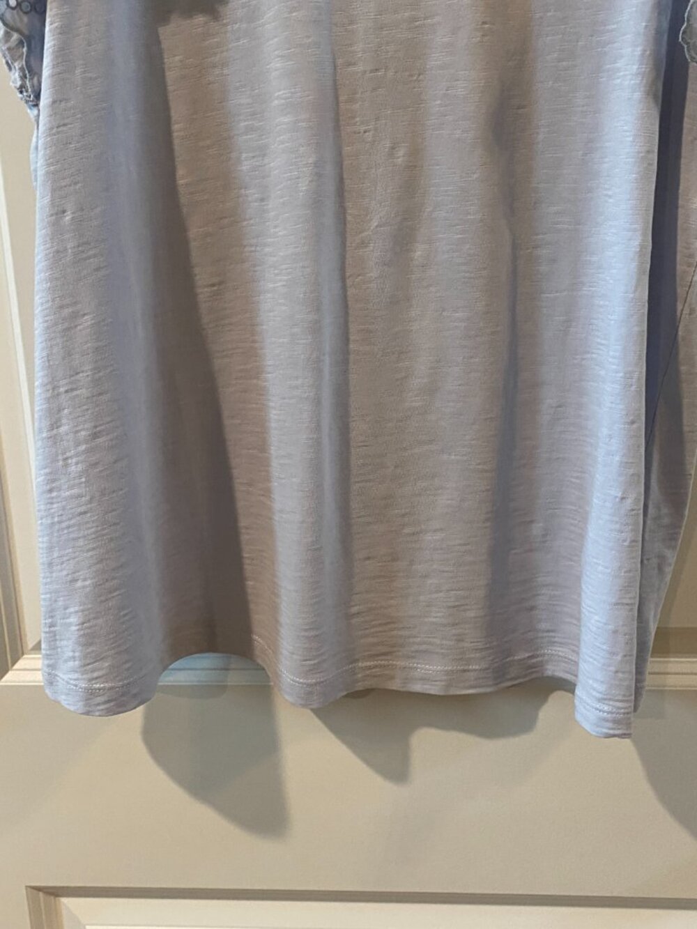 J Crew Light Blue Eyelet Flutter Sleeve Top Size Large - Picture 4 of 8